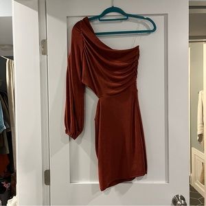 Altard state orange one shoulder mini dress
